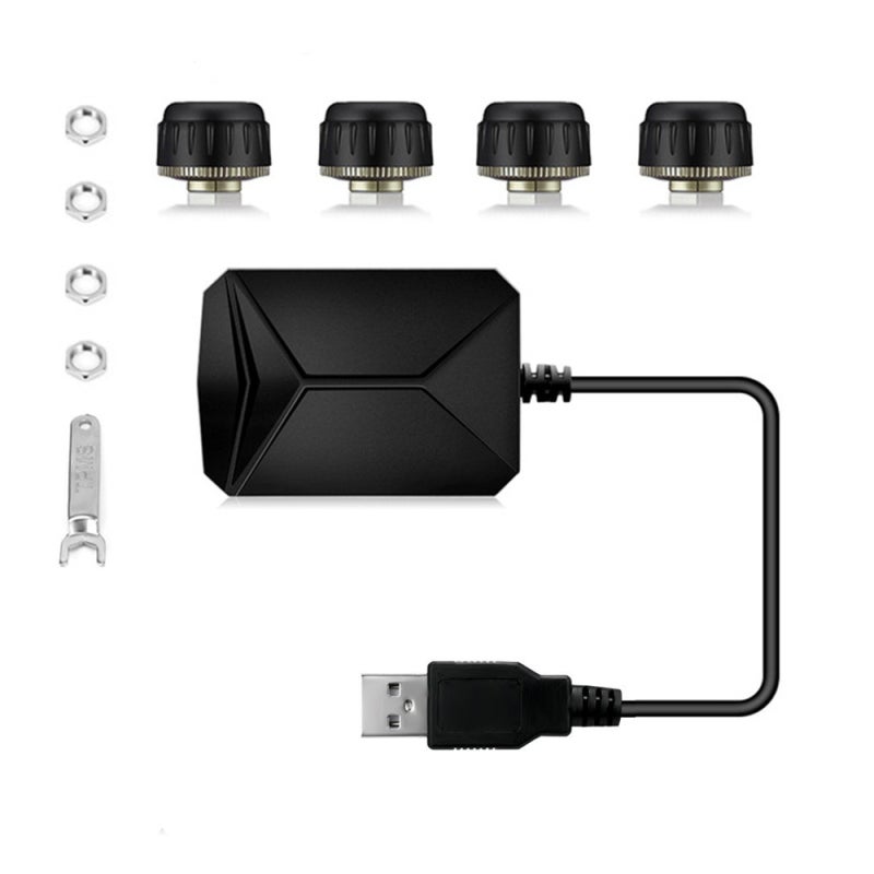 Wireless Tire Pressure Monitor: Black, 4 High-Accuracy Waterproof Sensors - Real-Time Pressure & Temperature Monitoring, Audible Alarm, Auto Wake/Hibernate Tire Pressure Monitoring System for Android - Image 1