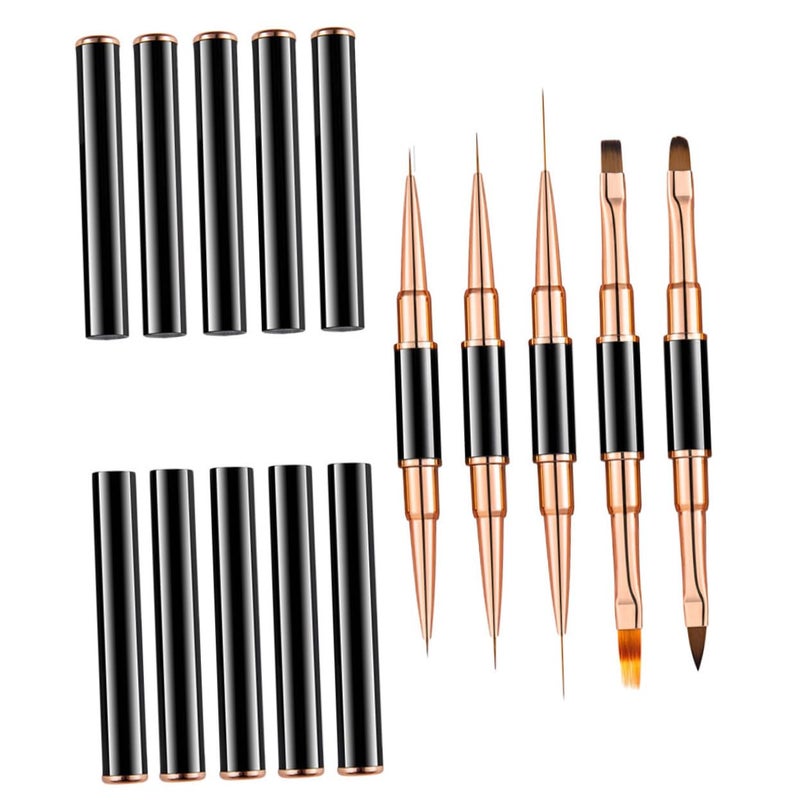 5Pcs Dual Ended Nail Art Liner Brush Set For DIY Manicure And Salon Detailing - Image 2