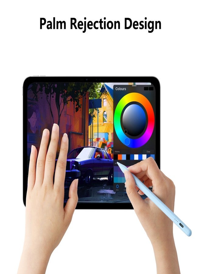 قلم لمس لأجهزة iPad A16 الجيل الحادي عشر، العاشر، التاسع، الثامن، السابع، والسادس، وiPad Pro مقاس 12.9، 11، و13 بوصة M4، وiPad Air M3 وM2 الجيل الخامس، الرابع، والثالث، وiPad mini A17 Pro 7، 6، و5، بديل لقلم Apple Pencil Pro الجيل الأول والثاني (أزرق) - Image 3