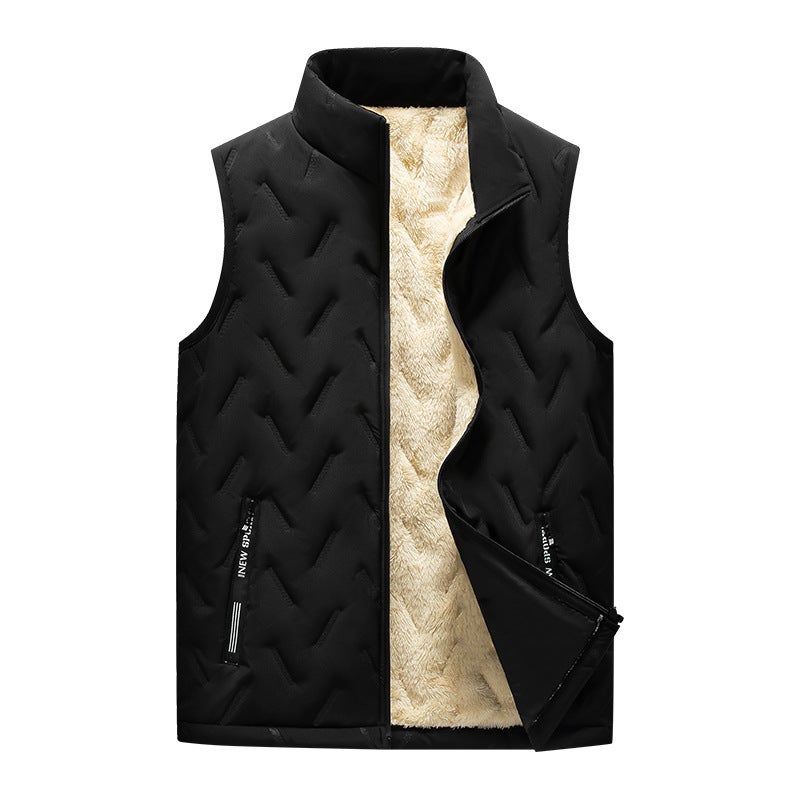Popular vest mens low-cost public version pressure label loose fleece-lined thick lambswool vest outdoor coat mens dad wear Gray - Image 5