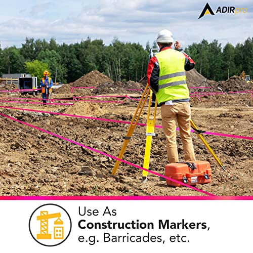 AdirPro 12 Pack Fluorescent Flagging Tape - Multipurpose Neon Marking Tape - Great Visual Labeling & Tagging for Home & Workplace Use (Fluorescent Pink, 150 feet) - Image 5