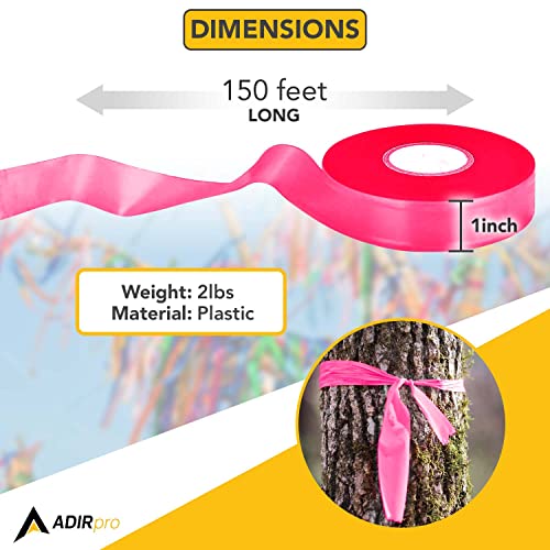 AdirPro 12 Pack Fluorescent Flagging Tape - Multipurpose Neon Marking Tape - Great Visual Labeling & Tagging for Home & Workplace Use (Fluorescent Pink, 150 feet) - Image 2
