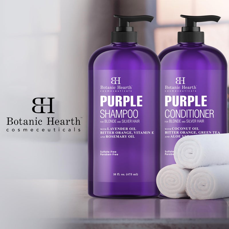 Botanic Hearth Purple Shampoo And Conditioner Set | For All Shades Of Blonde, Silver And Gray Hair | Enhances Highlights | Sulfate Free, Paraben Free, 16 Fl Oz Each - Image 3