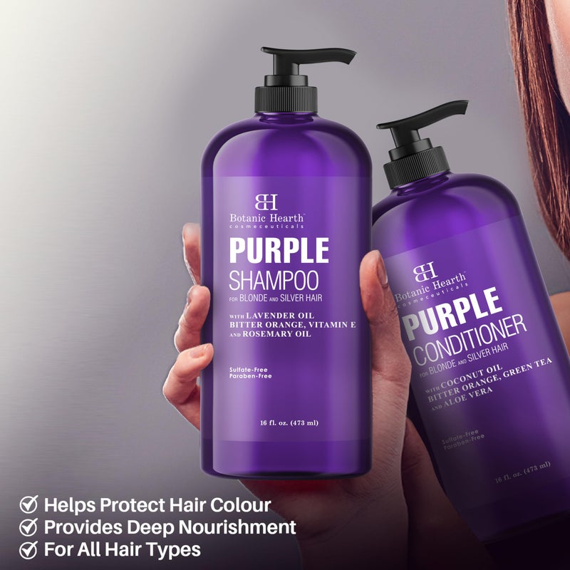 Botanic Hearth Purple Shampoo And Conditioner Set | For All Shades Of Blonde, Silver And Gray Hair | Enhances Highlights | Sulfate Free, Paraben Free, 16 Fl Oz Each - Image 4