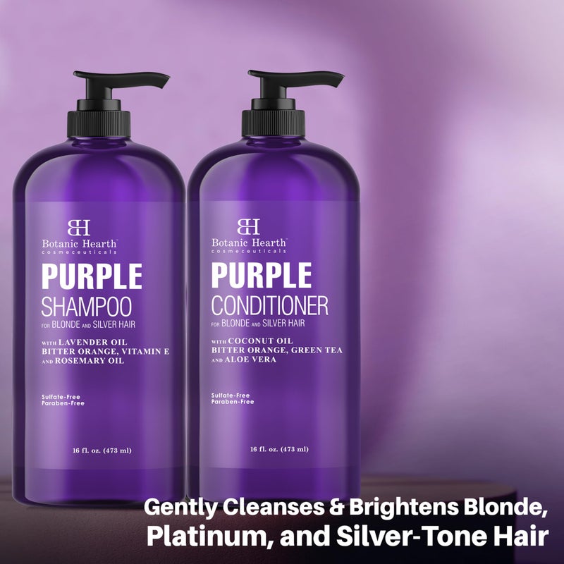 Botanic Hearth Purple Shampoo And Conditioner Set | For All Shades Of Blonde, Silver And Gray Hair | Enhances Highlights | Sulfate Free, Paraben Free, 16 Fl Oz Each - Image 5