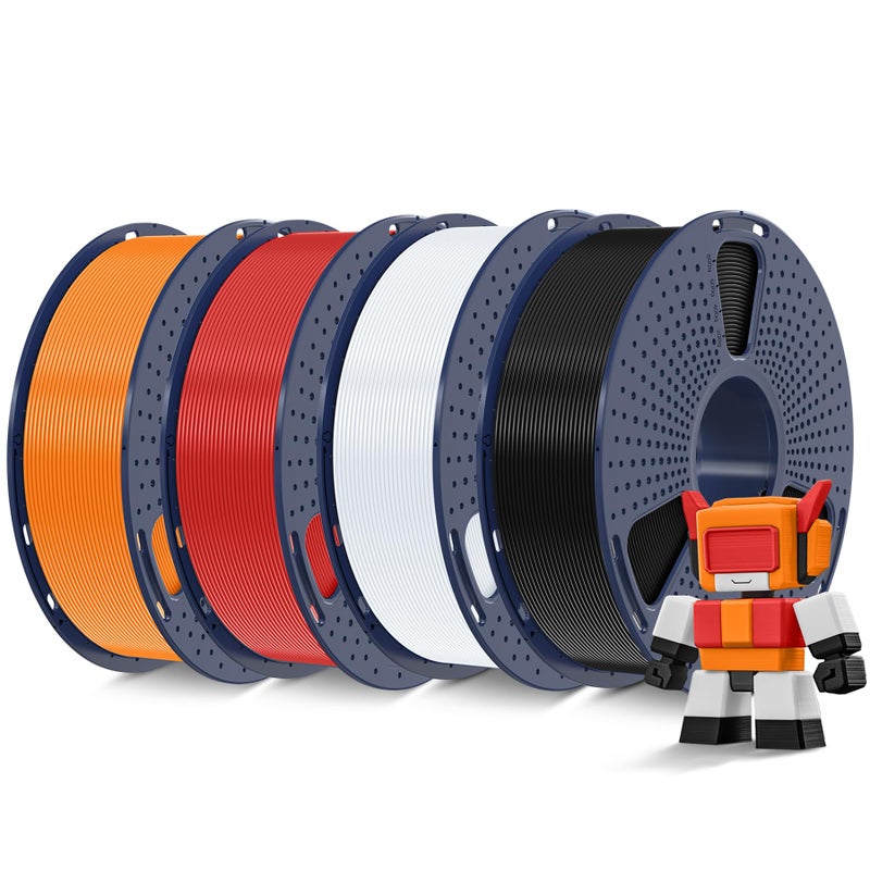 SUNLU 4KG High Speed PLA Filament 1.75mm, 30mm/s - 600mm/s Print Range, 3D Printer Filament 4kg, 1kg per Spool, Pack of 4, 4 Colors, Black+White+Red+Orange - Image 1
