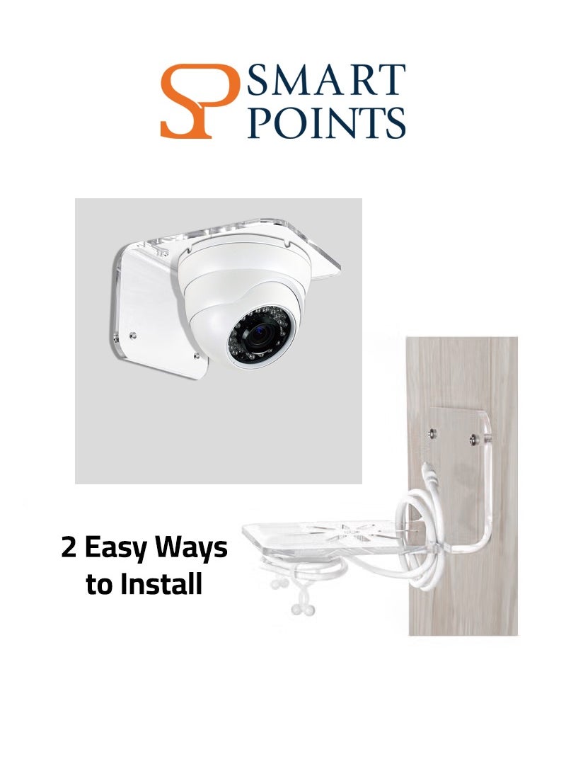 Clear Acrylic Wall Shelf Set of 3 – No-Drill Adhesive Mount for Security Cameras, Baby Monitors, Speakers – Easy Installation with Cable Clips