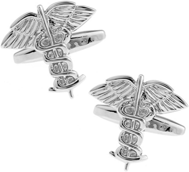 Vcufflinks Doctor Caduceus Asclepius MD Physician Surgeon Nurse RN Medical Medicine Pair Cufflinks - Image 2