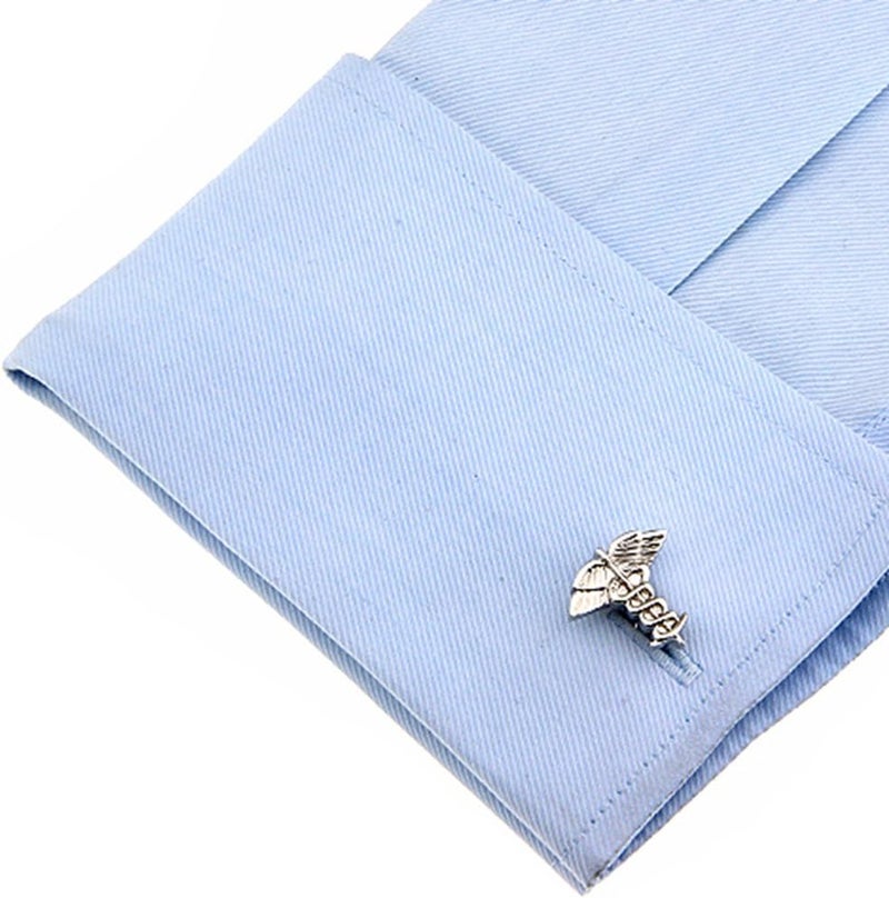 Vcufflinks Doctor Caduceus Asclepius MD Physician Surgeon Nurse RN Medical Medicine Pair Cufflinks - Image 4