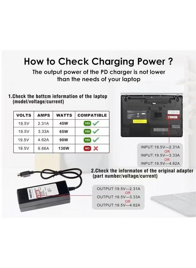 USB C to DC Adapters 10 Pcs Power Plug Kit, 100W 1.8m PD Power Cable & 5.5x2.1mm Round Barrel Jack for Laptop Charging, Compatible with Sony, Toshiba, Samsung, Acer, Asus, Lenovo, Dell, HP - Image 3