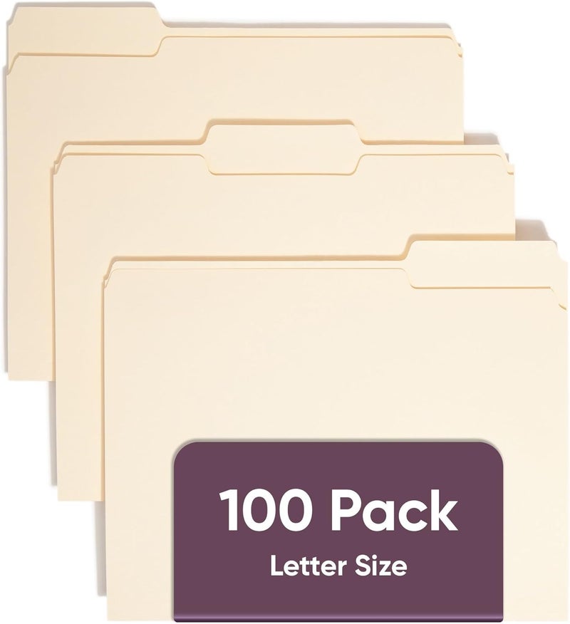 File Folder, 1/3-Cut Tab, Letter Size, Manila, 100 per Box (10381) - Image 1