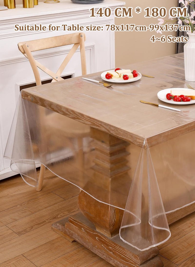 مفرش طاولة شفاف 140 سم × 180 سم مفرش طاوله بلاستيك، غطاء طاولة من البلاستيك PVC، مفرش طاولة مستطيل مقاوم للماء، غطاء مفرش طاولة شفاف مقاوم للزيت لطاولات الطعام، واقي طاولة مستطيل - Image 5