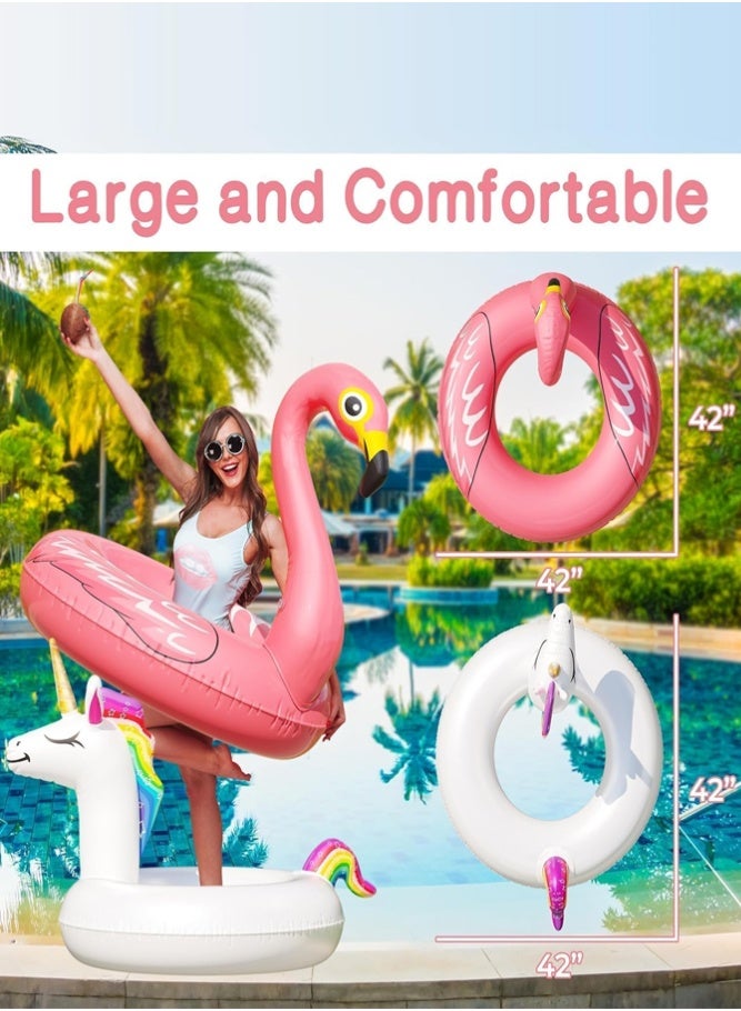 BELLSBERRY 2-Pack Inflatable Pool Floats | Unicorn & Flamingo Float Rafts Pool & Beach Toys - Image 2