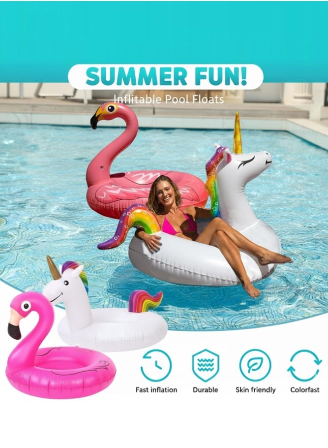 BELLSBERRY 2-Pack Inflatable Pool Floats | Unicorn & Flamingo Float Rafts Pool & Beach Toys - Image 4