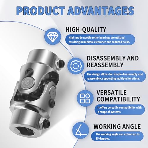 RABROPAR 3/4 DD X 3/4 DD Steering Shaft Universal U Joint Coupling, Powder Coated Universal Steering Shaft Coupler Chrome Steel, 3/4" DD to 3/4" DD Single Steering Shaft Joint - Image 5
