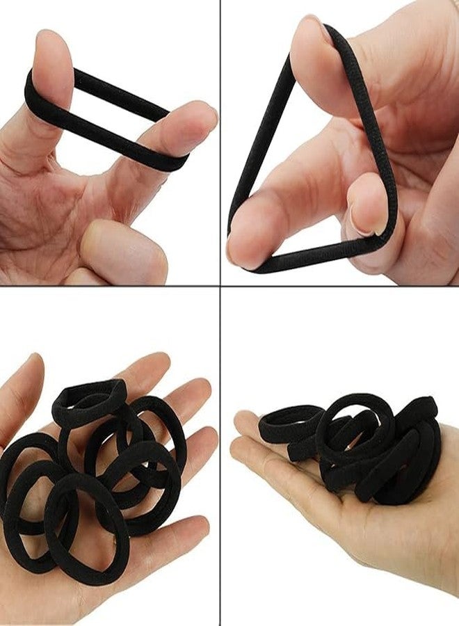 RIANZ Pack of 30 Black Hair Ties for Women Girls, Seamless Thick Black Hair Band, Elastic Hair Ties No Damage Ponytail Holder, Hair Accessories Gifts (Black Pack of 30 - Thin Design) - Image 2