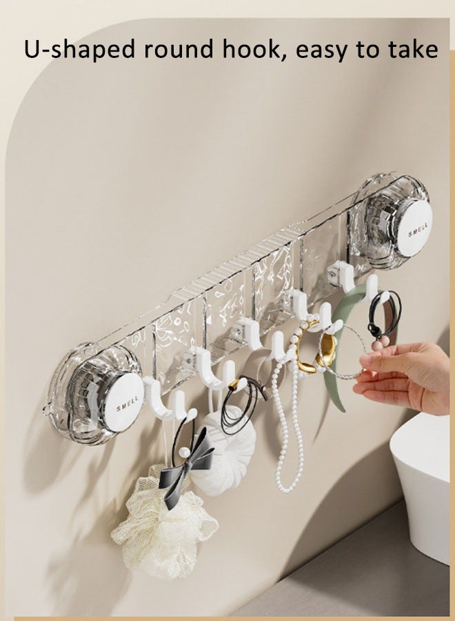 Suction Cup Hooks Strong Suction Cup Hooks Folding No Drill Removable Wall Acrylic Modern Heavy Duty Shower Towel Hooks for Bathroom Kitchen With 5 Sliding Hooks （White）  - Image 3