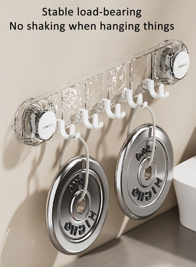 Suction Cup Hooks Strong Suction Cup Hooks Folding No Drill Removable Wall Acrylic Modern Heavy Duty Shower Towel Hooks for Bathroom Kitchen With 5 Sliding Hooks （White）  - Image 4