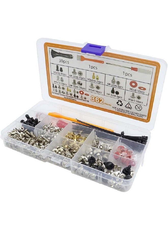 362-Pieces Universal Computer Screw Set for Motherboard, SSD, HDD, Case, Power Supply, M.2 SSD Bracket Mounting Screws for Computer DIY and Repair  - Image 1