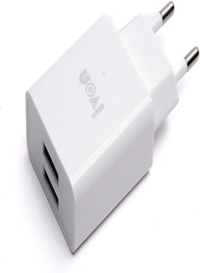 Ivon kx2051 fast charging dual usb port charger for andriod phones, 2.4a - white