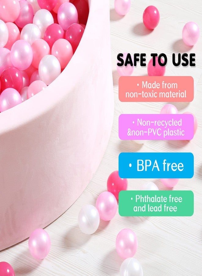 كرات حوض الكرات من GUESVOT، كرات بلاستيكية خالية من مادة BPA لحوض الكرات، كرات مقاومة للسحق والتحطيم، 100 قطعة، 2.2 بوصة، مجموعة للأطفال الصغار للعب في خيمة النفق (وردي + أحمر + أبيض) - Image 4