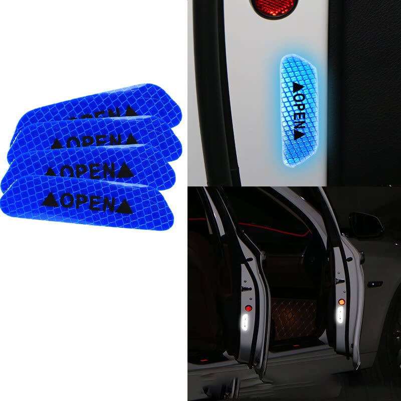 Careflection Shop360 Car Door Reflective Open Sign Fluorescent Warning Sticker Night Decal Anti-Collision Mark (4 Pieces),Universal Auto Nylon Fabric Vinyl Strip(Cobalt Blue) - Self-Adhesive,2.5 Cm - Image 4