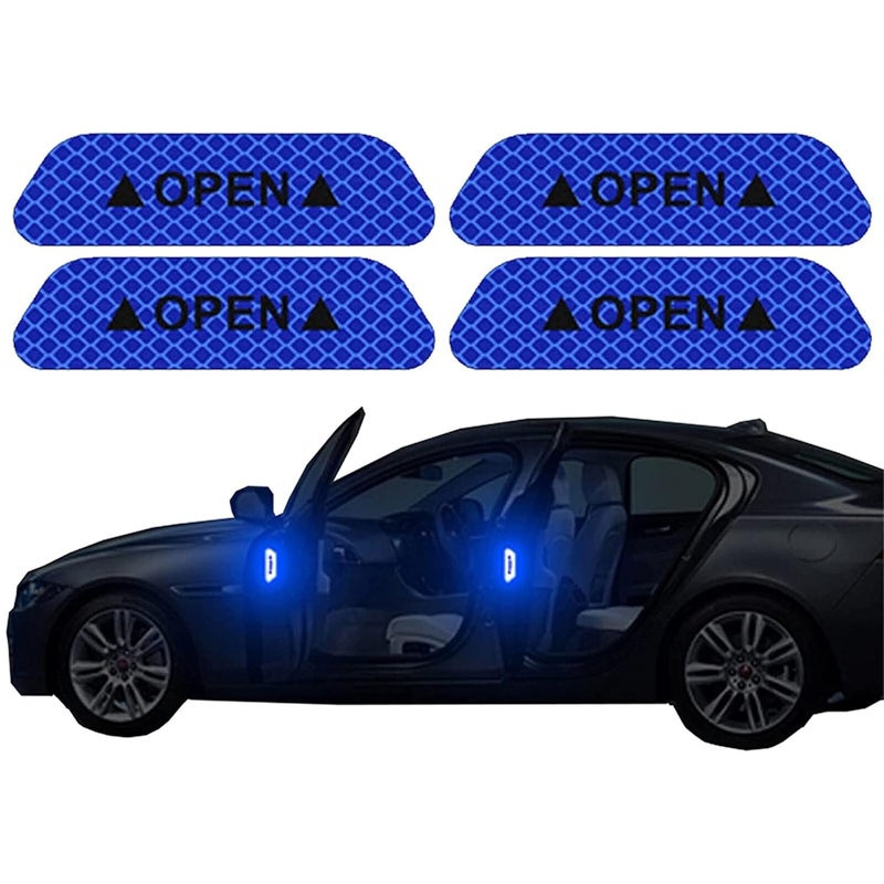 Careflection Shop360 Car Door Reflective Open Sign Fluorescent Warning Sticker Night Decal Anti-Collision Mark (4 Pieces),Universal Auto Nylon Fabric Vinyl Strip(Cobalt Blue) - Self-Adhesive,2.5 Cm - Image 1