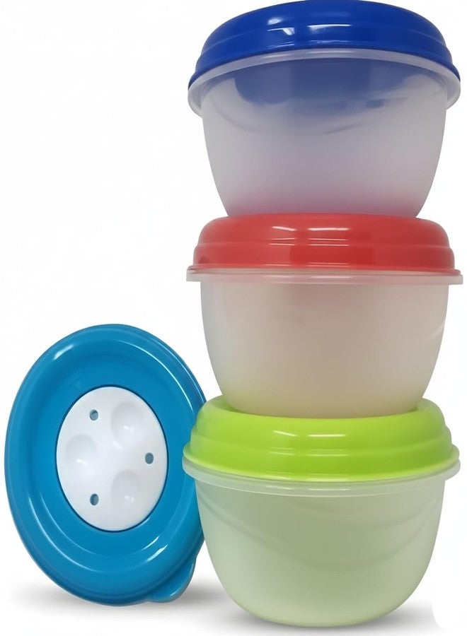 Bexter 4 Pack Plastic Microwave Soup Freezer Containers with Vented Lids, Reusable Food Storage Bowls for Meal Prep, Dishwasher Safe, Steam Vent Lids, 10 fl oz Capacity - Image 3