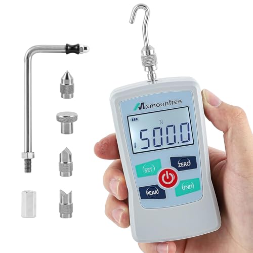 Mxmoonfree 500N Digital Force Gauge Push Pull Gauge Portable Force Meter with Units N/LB/Kg/Oz, Storage Case, Auto Backlit LCD, Auto Power-Off for Teaching School Lab Mechanical Physics (ZMF-500N) - Image 1