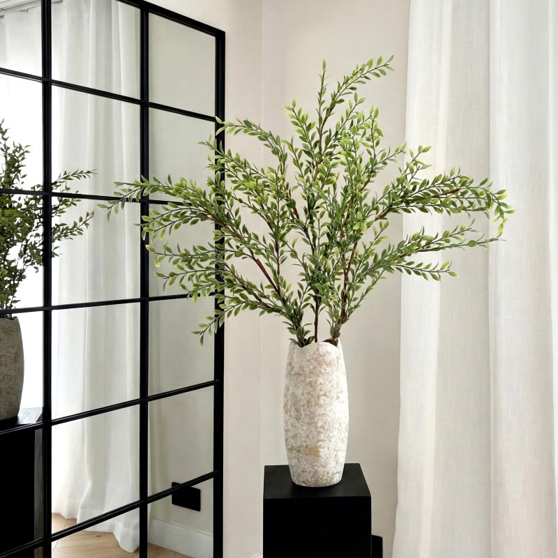 Suncalla 3 Pack 43" Artificial Eucalyptus Branches for Spring Home Decor, Tall Faux Greenery Stems for Vases, Centerpieces, Wedding Arrangements, Table Displays, Farmhouse Modern Floral Decorations - Image 2