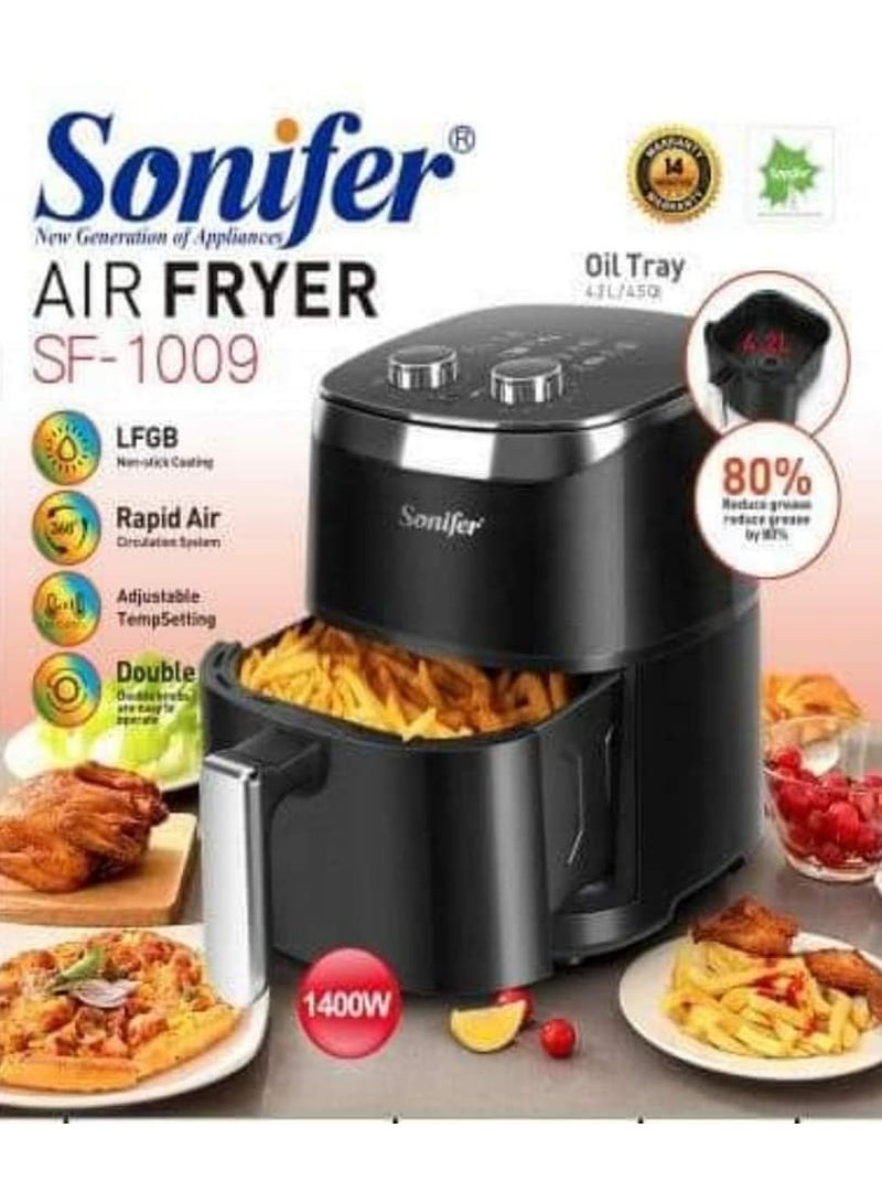 مقلاة هوائية كهربائية airfryerعميقة من سونيفر. ( 4.2 لتر ) . سعة كبيرة مع سلة غير لاصقة لطهي الدجاج وتحميص الطعام بزاوية 360 درجة بدون زيت آمنة وسهلة الاستخدام قوة 1400 وات  SF-1011 - Image 4