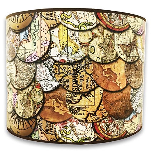 Royal Designs Inc Royal Designs, Inc. Trendy Decorative Handmade Drum Shade, Made in USA, 10in, HBC-8015-10, Victorian Maps - Image 2