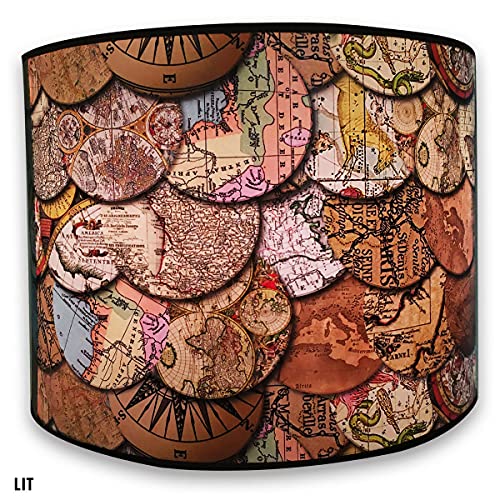 Royal Designs Inc Royal Designs, Inc. Trendy Decorative Handmade Drum Shade, Made in USA, 10in, HBC-8015-10, Victorian Maps - Image 3