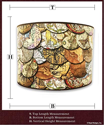 Royal Designs Inc Royal Designs, Inc. Trendy Decorative Handmade Drum Shade, Made in USA, 10in, HBC-8015-10, Victorian Maps - Image 4