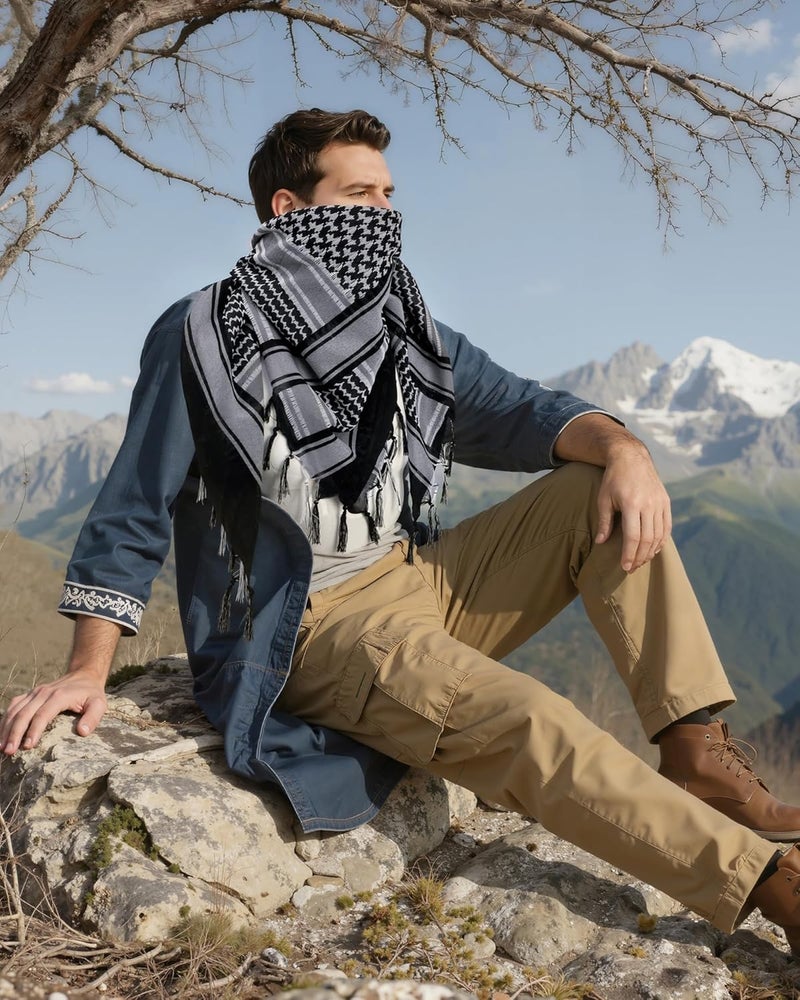 Aonal Store Military Shemagh Tactical Desert Scarf, 100% Cotton Keffiyeh Neck Head Scarf Wrap for Men Women - Image 5