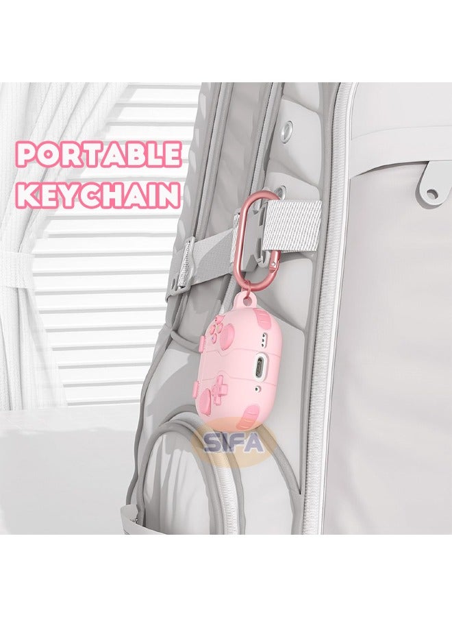 Airpods 4 Case Cover, 3D Game Console Design AirPods 4th Generation Case with Cleaner Kit, Soft Silicone Rugged Shockproof Case for Women Men with Keychain for Airpods 4 2024, Pink - Image 5