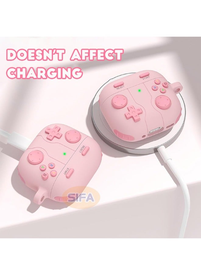 Airpods 4 Case Cover, 3D Game Console Design AirPods 4th Generation Case with Cleaner Kit, Soft Silicone Rugged Shockproof Case for Women Men with Keychain for Airpods 4 2024, Pink - Image 3