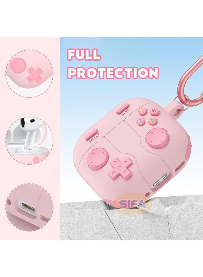 Airpods 4 Case Cover, 3D Game Console Design AirPods 4th Generation Case with Cleaner Kit, Soft Silicone Rugged Shockproof Case for Women Men with Keychain for Airpods 4 2024, Pink - Image 4