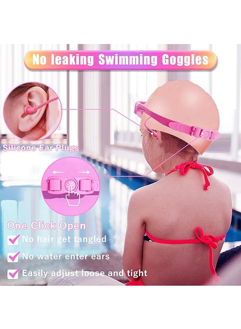 Topyich Swimming Goggles with Earplug, Swim Cap for Kids, Silicone Cartoon Swim Cap, No Leaking Soft Silicone Protection Lenses Waterproof Goggles for Children  - Image 5