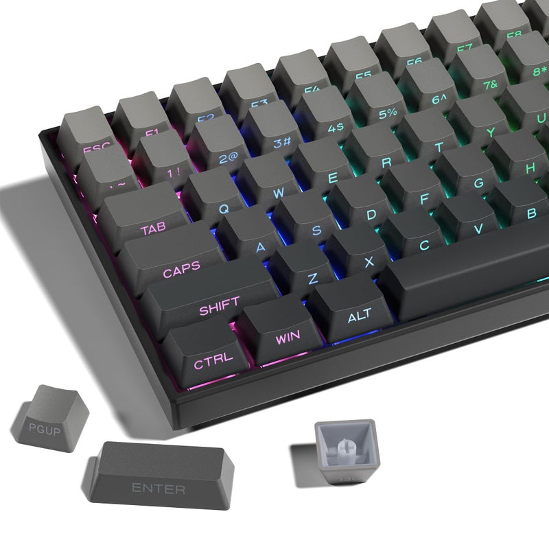 SDYZ أغطية مفاتيح XVX PBT - أغطية مفاتيح مطبوعة من الجانبين 60 65 75 100 بالمئة، أغطية مفاتيح مخصصة مزدوجة الطباعة، مجموعة 136 مفتاح بتدرج رمادي، ملف OEM، تصميم بسيط لكيبورد مفاتيح Cherry Gateron MX - Image 1