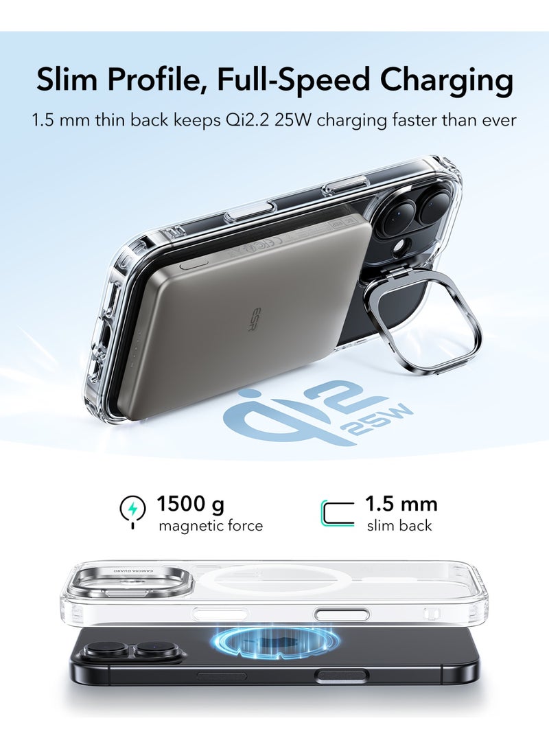 ESR iPhone 17 HaloLock Classic Hybrid Case with Stand – MagSafe Compatible Cover with Camera Control Button Military-Grade Drop Protection And Shock-Absorbing Corners - Clear - Image 5