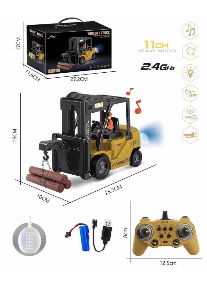 Generic Children's Oversized Remote Control Excavator Rechargeable Remote Control Electric Engineering Vehicle Digging Outdoor Boy Gift-Color:Qh207-2d Light Music Spray Crane  - Image 1