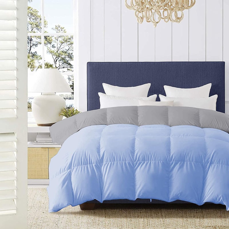 Indian Kingdom Indian Kingdom 500 GSM Winter Proof Comforter Premium Collection Quilted Revesible Comforter 90 x 100 Inches228cm x 254cm Double Bed ComforterSilverSky Blue 