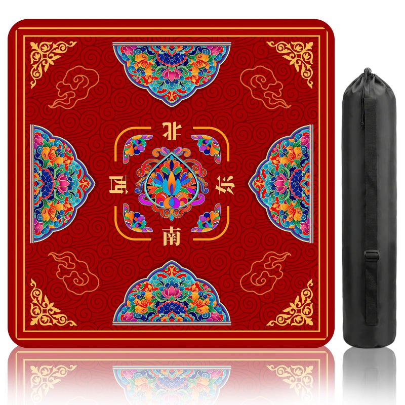 HEIFAM Mahjong Mat for Table Mahjong Table Mat Red Flower 31x 31in NonSlip Noise Reduction Mah Jong Mat with Carrying Bag Game Table Cover for Mahjongs Poker Card Dominoes Christmas Birthday Gift - Image 3