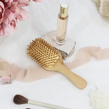 eBuyGB Personalised Hair Brush Name Heart Wooden Paddle Hairbrush Eco Hair Accessory Teenage Girl Flower Girl Gift Bridesmaid - Image 2