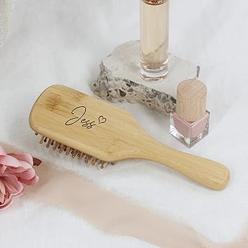 eBuyGB Personalised Hair Brush Name Heart Wooden Paddle Hairbrush Eco Hair Accessory Teenage Girl Flower Girl Gift Bridesmaid - Image 5