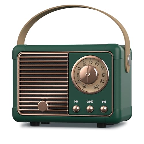 PRUNUS J-999 Retro Bluetooth Speaker,Vintage Decor,Mini Wireless Bluetooth Speaker,Cute Old Fashion Style Support USB/TF Card/AUX for Kitchen Desk Bedroom Office Party Outdoor(Green) - Image 1
