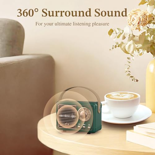 PRUNUS J-999 Retro Bluetooth Speaker,Vintage Decor,Mini Wireless Bluetooth Speaker,Cute Old Fashion Style Support USB/TF Card/AUX for Kitchen Desk Bedroom Office Party Outdoor(Green) - Image 3