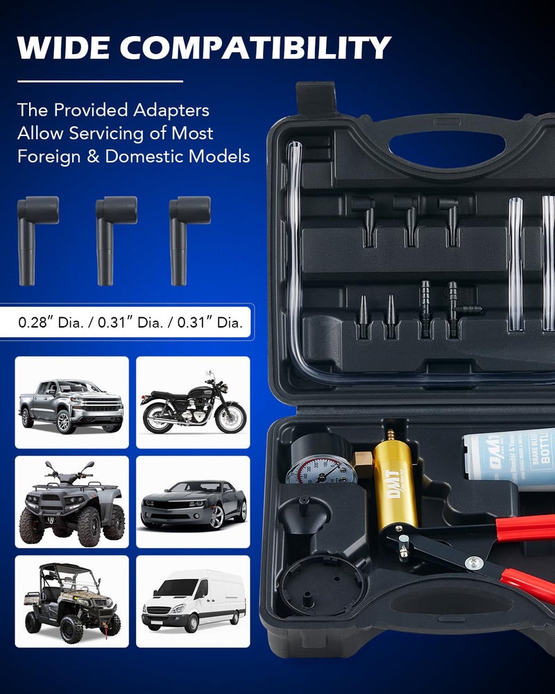 Orion Motor Tech Brake Bleeder Kit with Hand Pump and Pressure Gauge, Hand Vacuum Pump with Brake Bleeder Bottle Adapters Case & Gloves for One Person Brake Fluid Power Steering Fluid Bleeding - Image 5