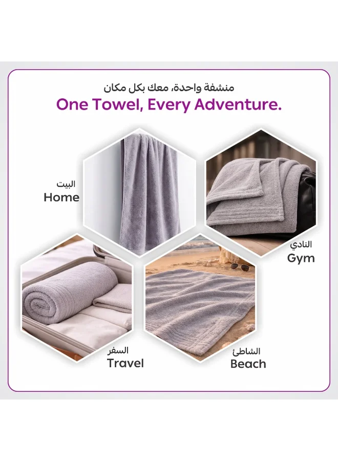 Donetella Dark Grey Bath Towel (4 Pack, 70 X 140 cm) - Microfiber 330 GSM - Super Soft, Highly Absorbent, Quick Drying Thick Bathroom Towels - Soft Hotel Quality for Bath and Spa  | Best Price UAE